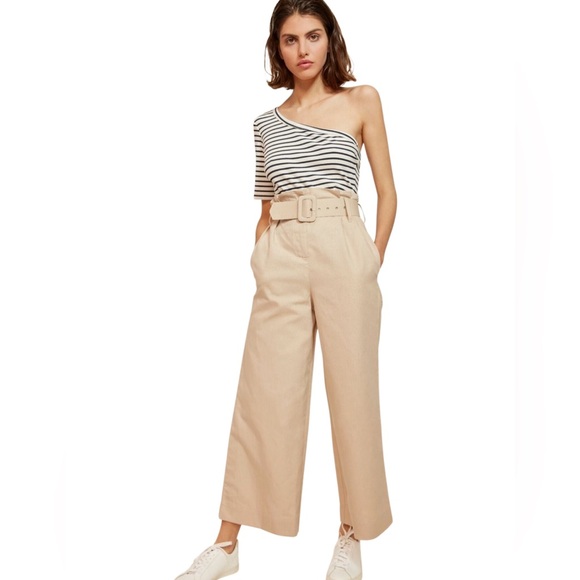 RITA ROW Ras Striped Blue Top One-Shoulder Size Large - Picture 6 of 15